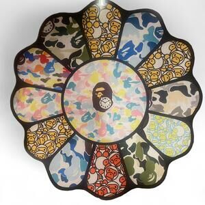 BAPE Brand Pattern Flower Clock Streetwear Inspired Rug- Size 2ft Circle80